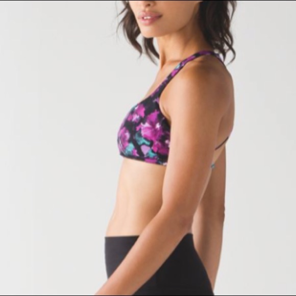Lululemon 8 Free To Be Zen Bra Strappy Web Back Straps Multi Color Floral Purple - Picture 7 of 15